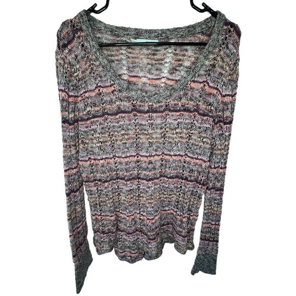 Maurice’s Boho Style Striped Open Knit Sweater - Picture 1 of 4